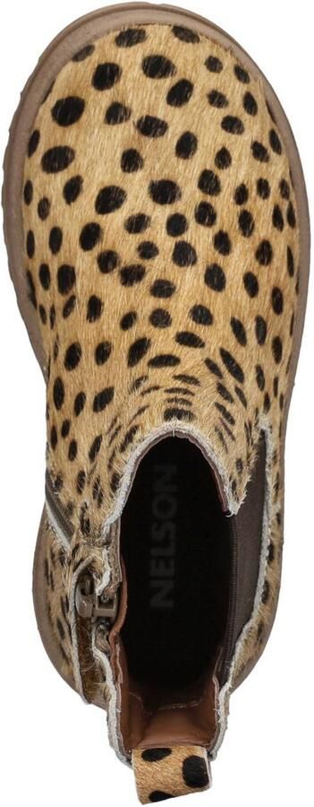 Nelson Kids enkelboots met profielzool en dierenprint beige zwart - Foto 3