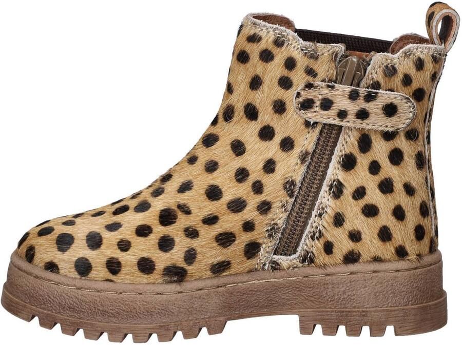 Nelson Kids enkelboots met profielzool en dierenprint beige zwart - Foto 2