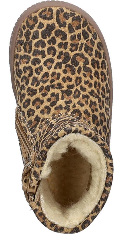 Nelson Kids gevoerde suède enkelboots met panterprint beige zwart - Foto 3