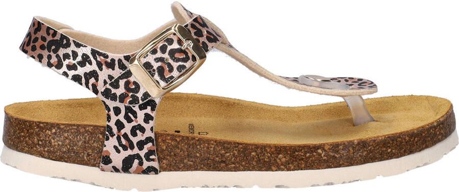 Nelson Kids imitatieleren sandalen met panterprint beige zwart