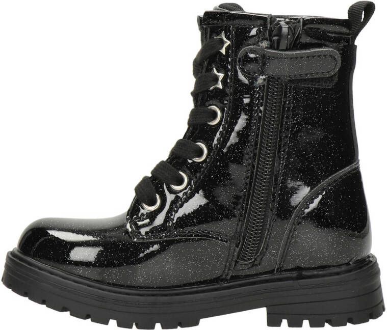 Nelson Kids lak veterboots met glitters zwart 25