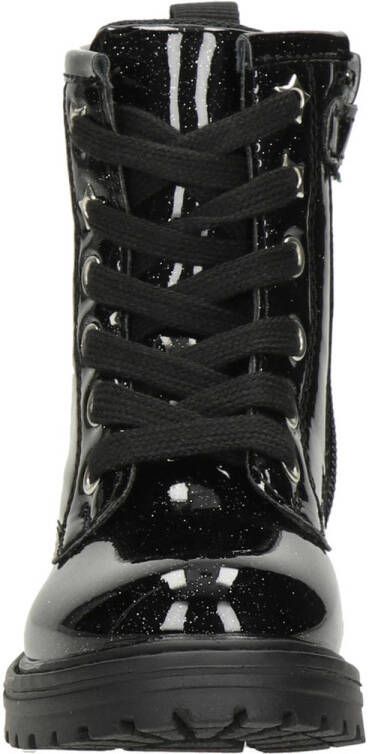 Nelson Kids lak veterboots met glitters zwart 25