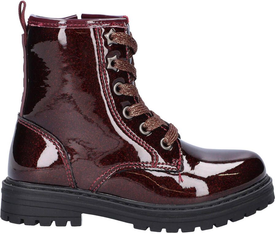 Nelson Kids lakleren enkelboots met glitters en profielzool bordeaux