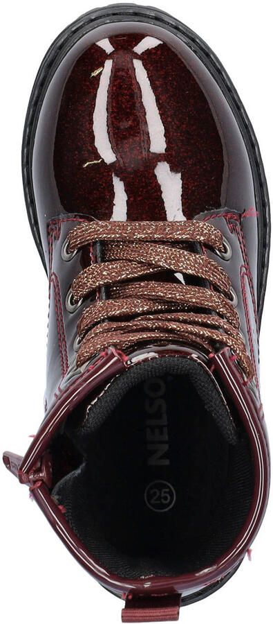 Nelson Kids lakleren enkelboots met glitters en profielzool bordeaux - Foto 3