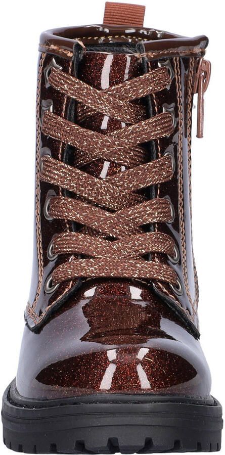 Nelson Kids lakleren enkelboots met glitters en profielzool bruin - Foto 2