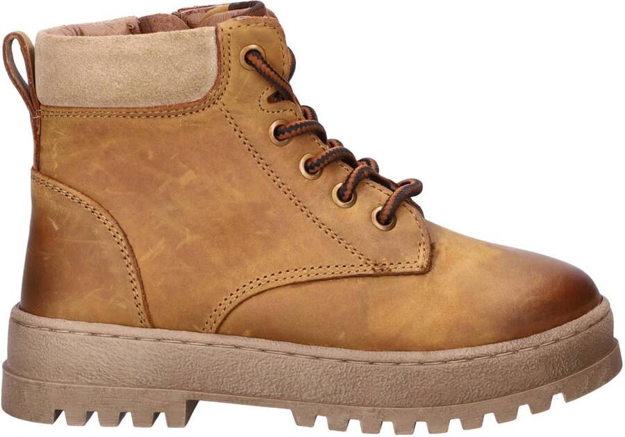 Nelson Kids leren enkelboots met profielzool cognac