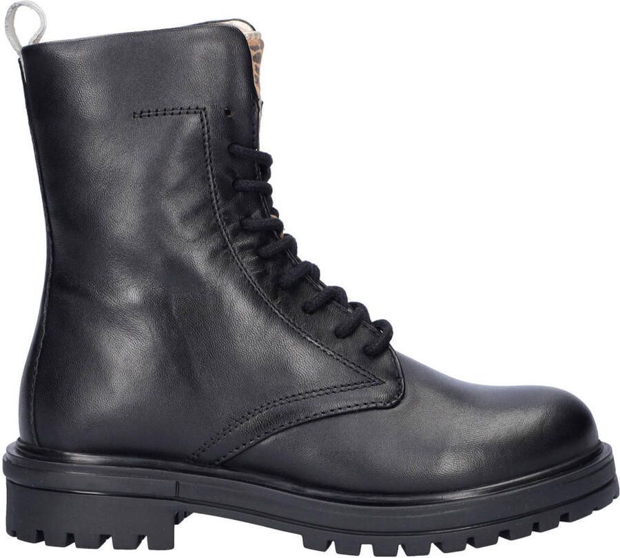 Nelson Kids leren veterboots zwart