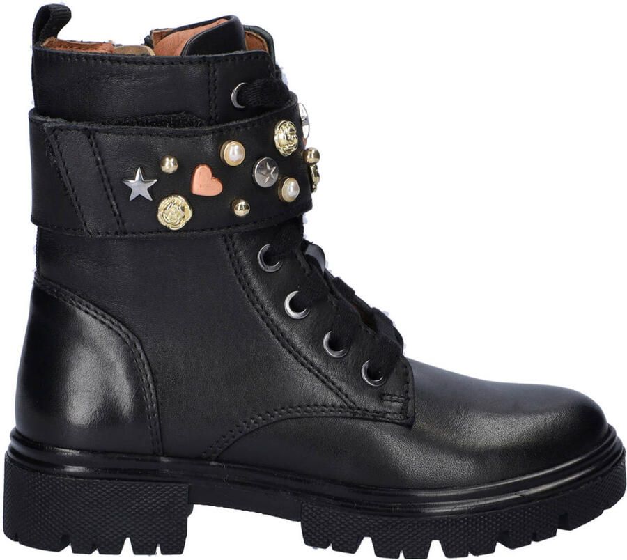 Nelson Kids leren veterboots zwart