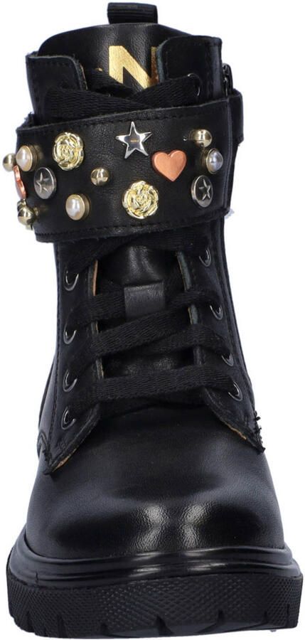 Nelson Kids leren veterboots zwart