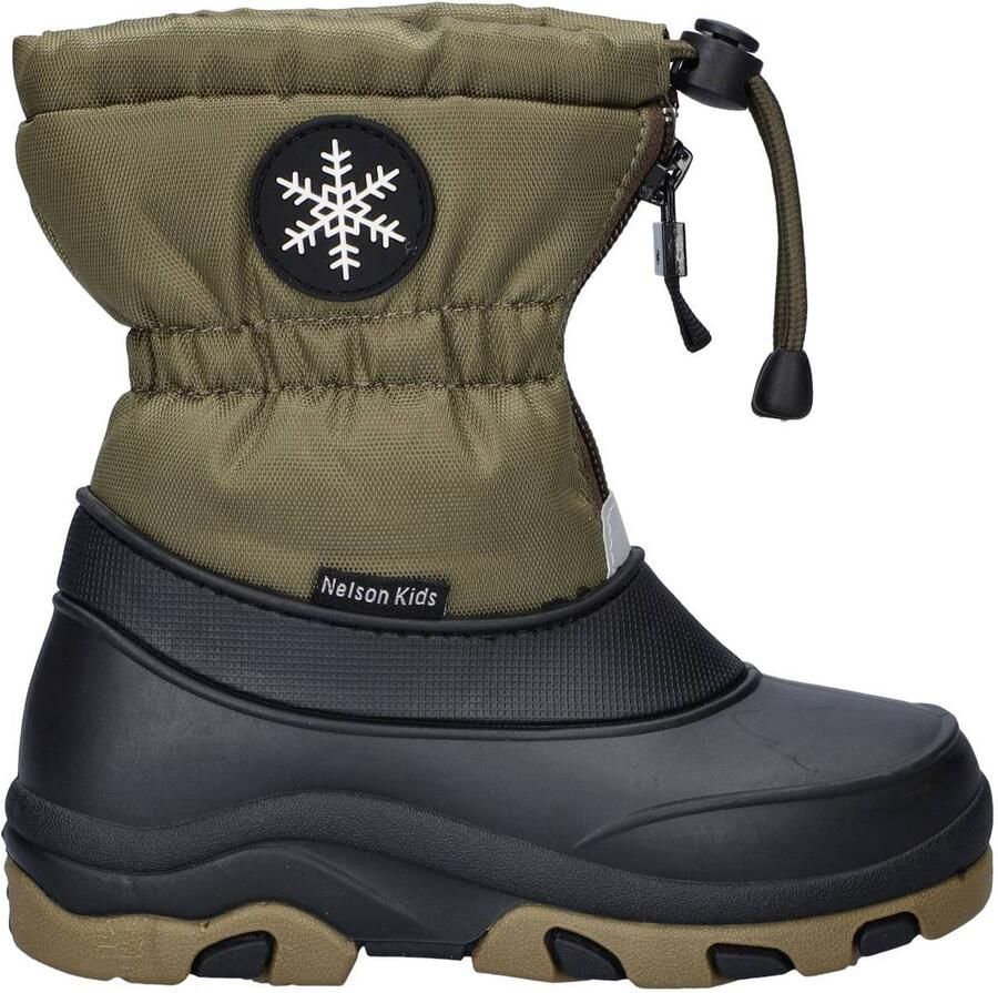 Nelson Kids snowboots met profielzool kaki Groen Jongens Rubber Meerkleurig