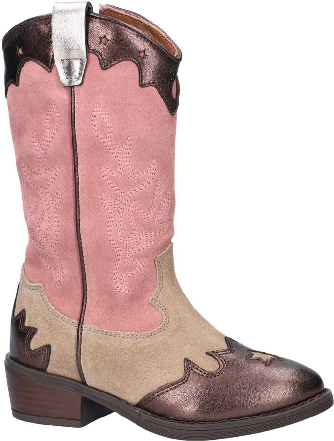 Nelson Kids suède cowboylaarzen brons roze
