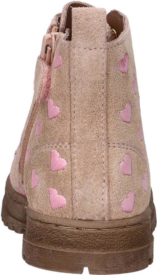 Nelson Kids suède enkelboots met profielzool en print beige roze - Foto 2