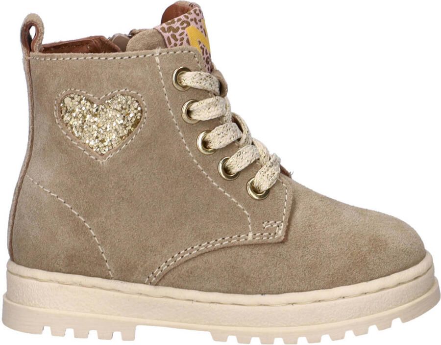 Nelson Kids suède veterboots taupe