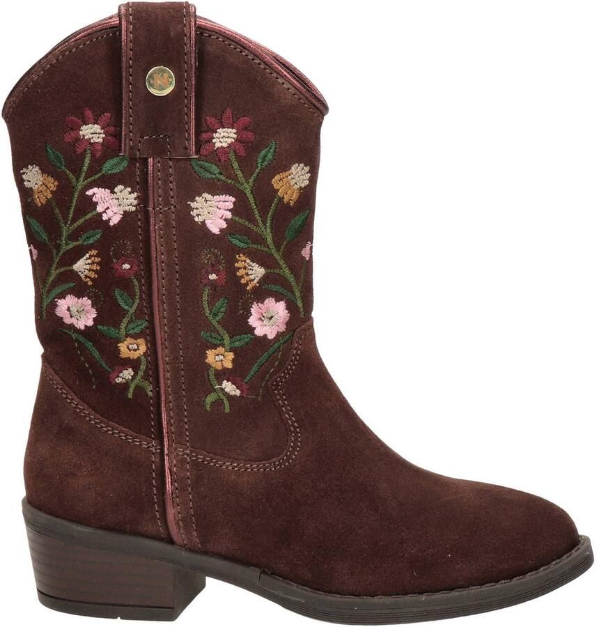 Nelson Kids western suède laarzen met borduursels donkerrood