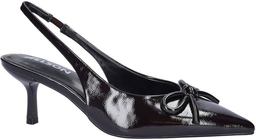 Nelson lakleren slingback pumps met hak bruin