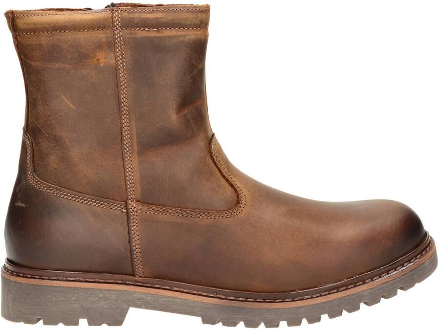 Nelson leren enkelboots met profielzool cognac
