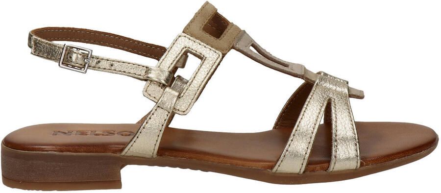 Nelson leren sandalen beige goud