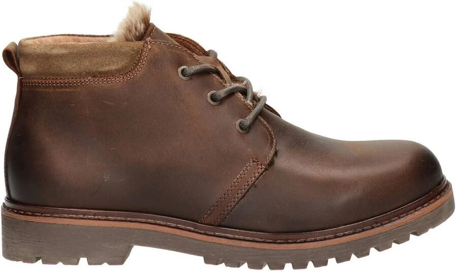 Nelson leren veterboots met profielzool cognac