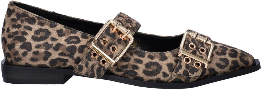 Nelson loafers met panterprint beige zwart