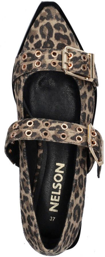 Nelson loafers met panterprint beige zwart