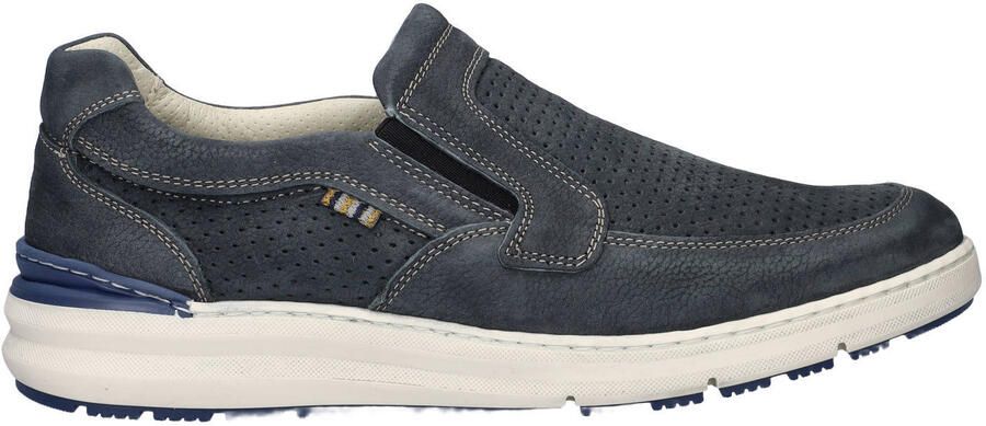 Nelson nubuck instappers donkerblauw
