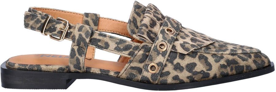 Nelson slingback loafers met panterprint beige zwart