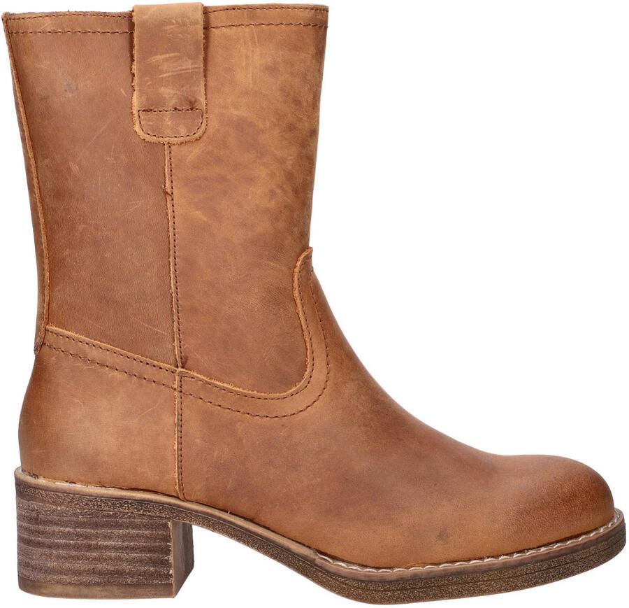 Nelson suède enkelboots met blokhak cognac