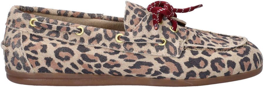 Nelson suède leren bootschoenen met panterprint beige zwart