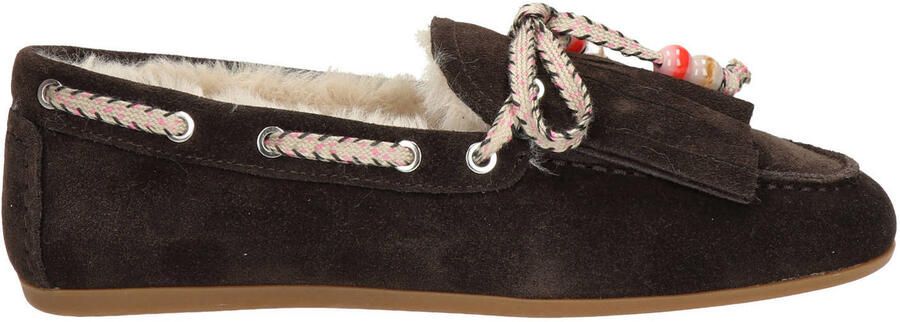 Nelson suède mocassins met franjes bruin