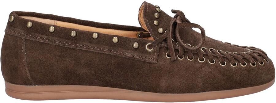 Nelson suède mocassins met studs bruin