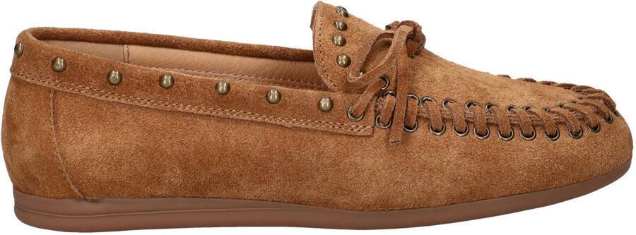 Nelson suède mocassins met studs cognac