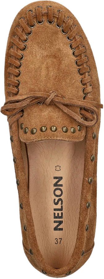 Nelson suède mocassins met studs cognac - Foto 3