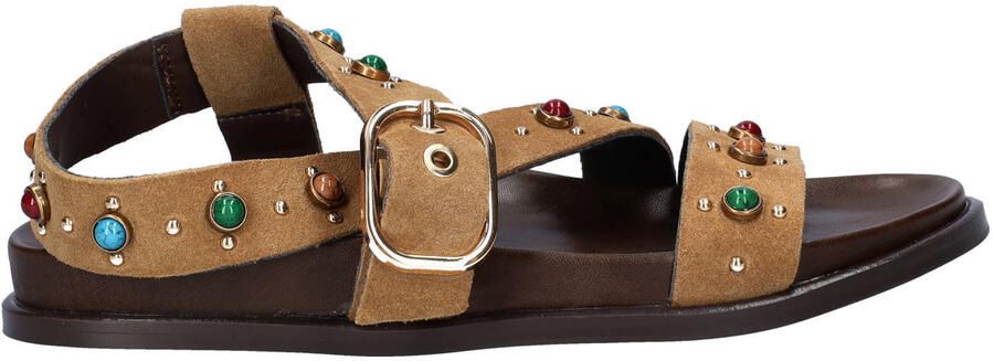 Nelson suède sandalen met studs bruin