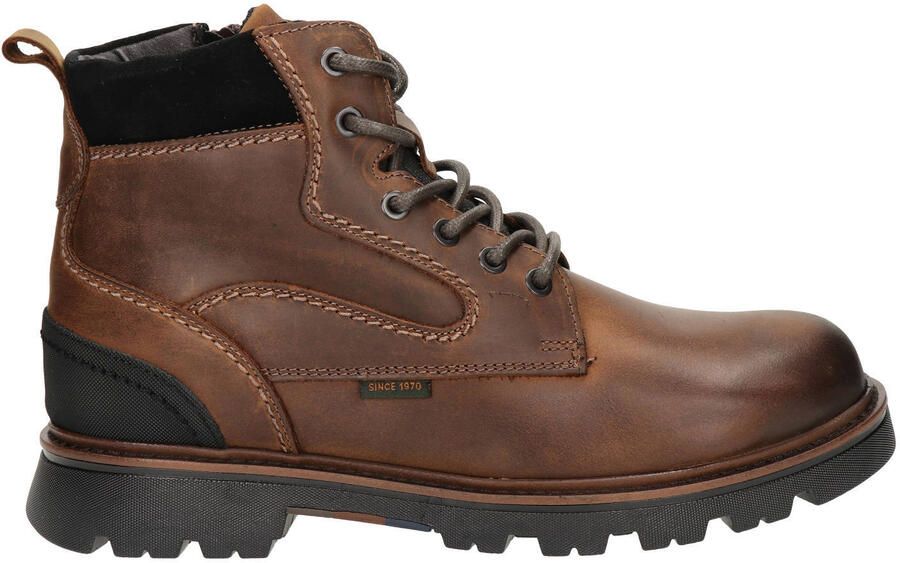 Nelson suède veterboots met profielzool cognac