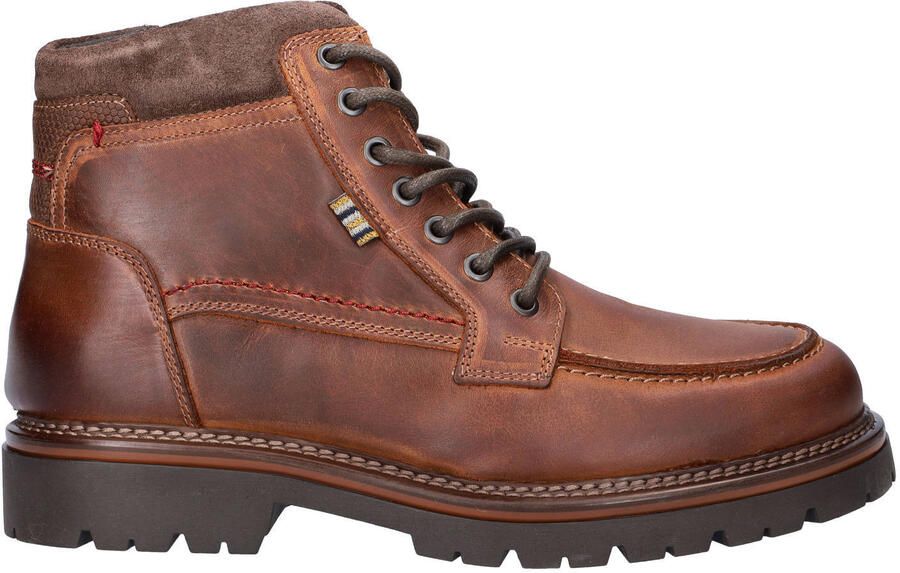 Nelson suède veterboots met profielzool cognac