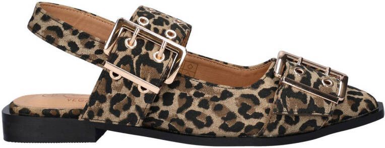 Nelson slingback loafers met panterprint bruin