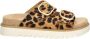 Nelson slippers met ponyhair en panterprint cognac zwart - Thumbnail 1