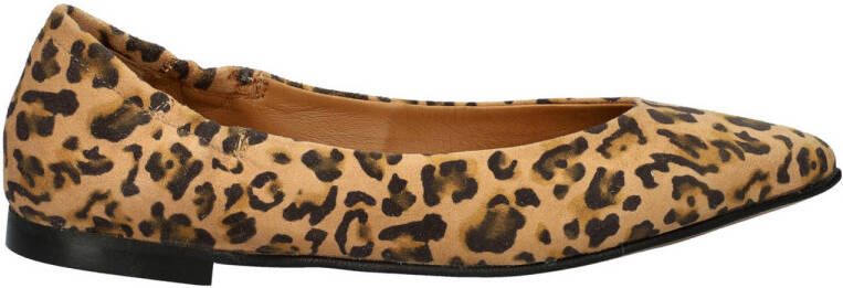 Nelson suède ballerina's met panterprint beige