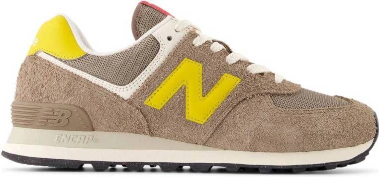 New Balance 574 sneakers bruin geel