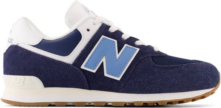 New Balance 574 sneakers donkerblauw wit Jongens Meisjes Suede Meerkleurig 36