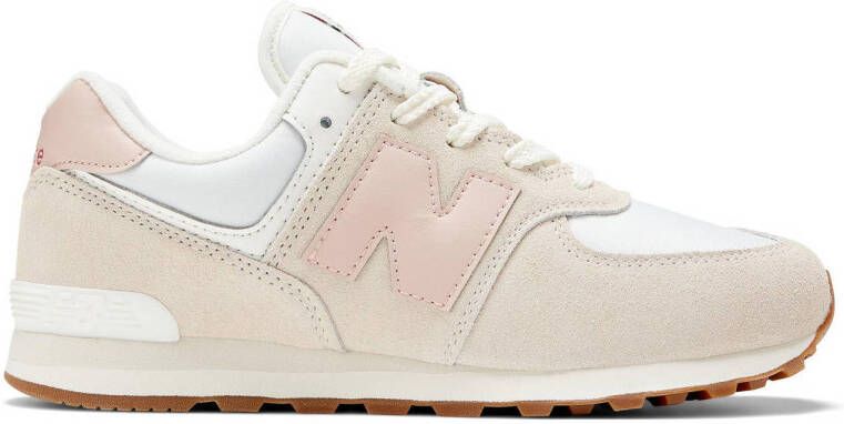 New Balance 574 sneakers wit ecru lichtroze