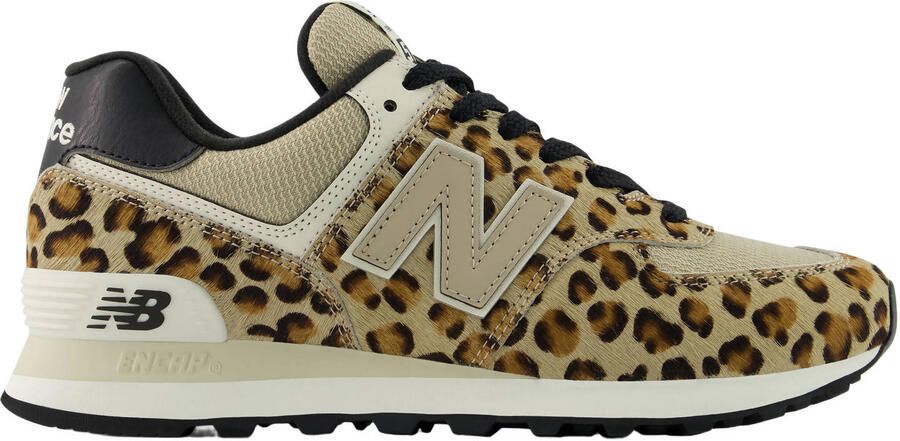 New Balance 574 sneakers met panterprint camel zwart