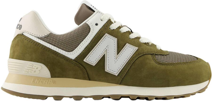 New Balance 574 suède sneakers olijfgroen