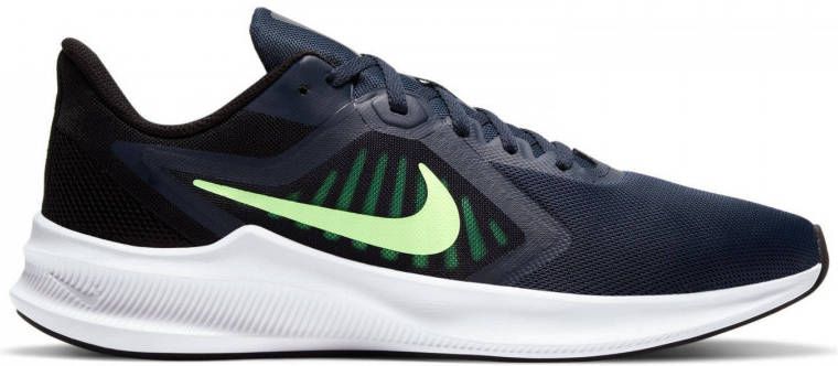 Nike Downshifter 10 hardloopschoenen donkerblauw limegroen zwart
