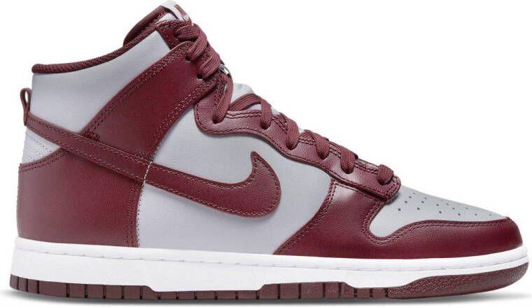 Nike Dunk HI Retro sneakers donkerrood grijs