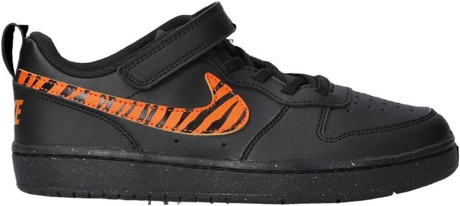 Nike Court Borough Low sneakers zwart oranje Imitatieleer