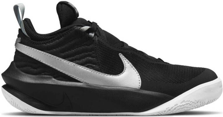 Nike Team Hustle D 10 sneakers zwart wit metallic zilver