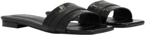 NIKKIE Croco Flat Slide leren slippers zwart