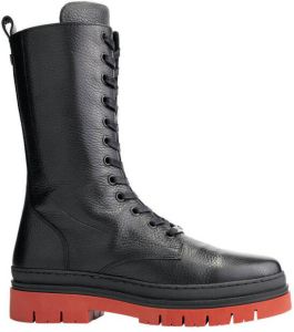 NIKKIE Daylin leren veterboots zwart rood