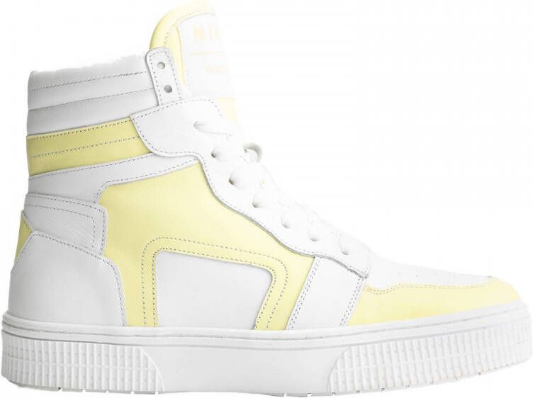 NIKKIE Livia hoge leren sneakers wit geel